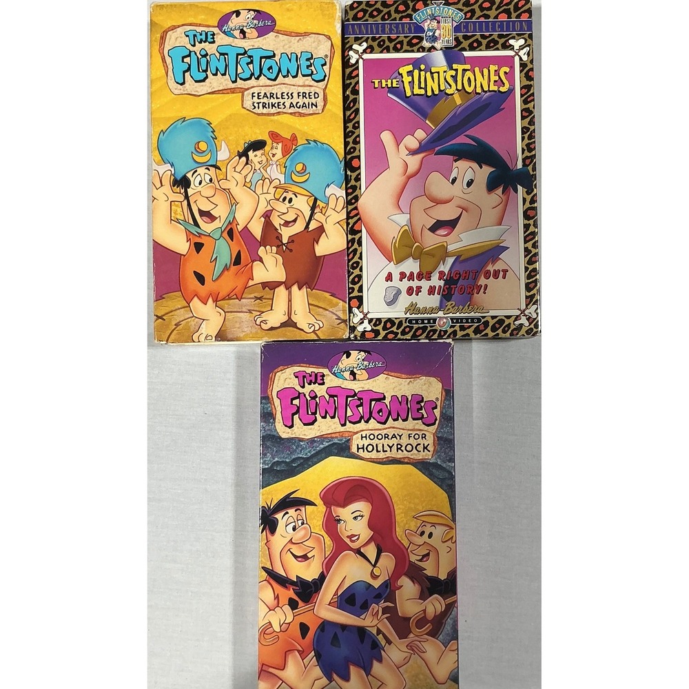 Flintstones VHS Lot of 3 Fearless Fred Hooray For Hollyrock Anniversary